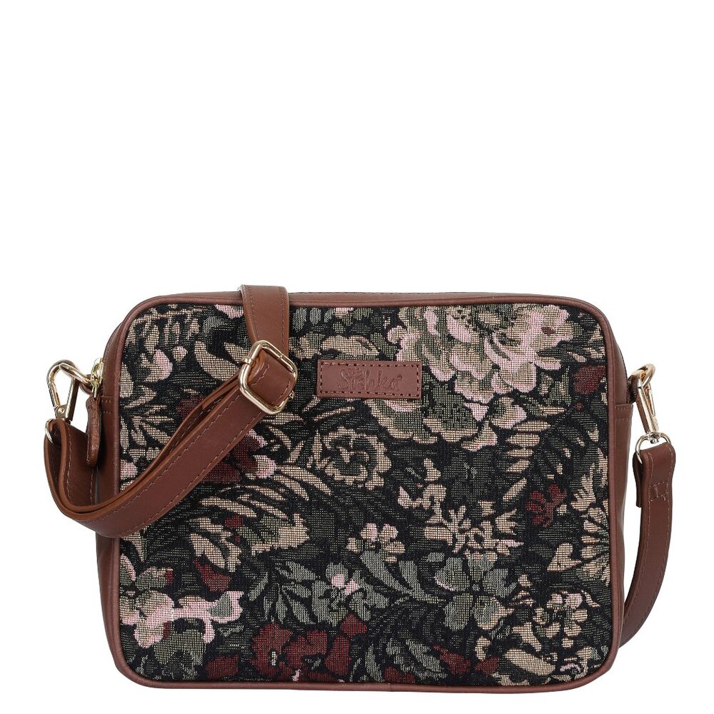 Vintage Pattern Tapestry Fabric Crossbody Sling Bag for Women – Messenger Purse